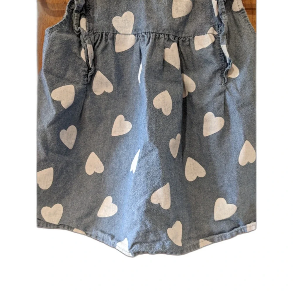 Baby Girl Dresses 18-24 Mos Carters Baby Gap Chambray Hearts & Red Fancy Dress
